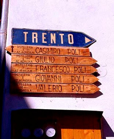 Signs to the many Polis in the hamlet of   Santa Massenza in the Valle dei Laghi region   Trentino Italy