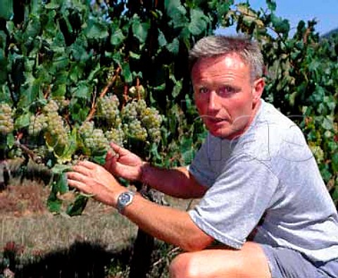 JeanLouis Denois in Chardonnay vineyard at Roquetaillade Aude France  Limoux