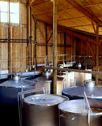 Stainless steel tanks in the wooden winery   of Domaine de lHortus near StMathieudeTrviers  Hrault France    Coteaux du Languedoc Pic StLoup