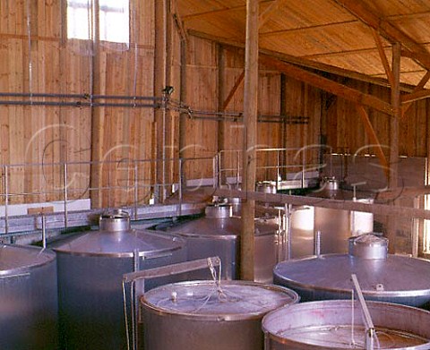 Stainless steel tanks in the wooden winery   of Domaine de lHortus StMathieudeTrviers   Hrault France    Coteaux du Languedoc Pic StLoup