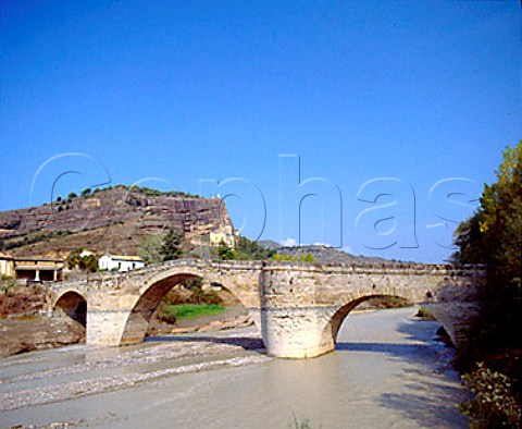 Ancient bridge over the Rio Esera at Graus   near Barbastro Aragon Spain  Somontano
