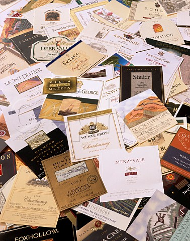 Assorted American Wine Bottle Labels