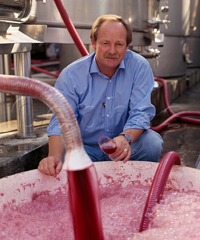 Peter Bright pumpingover a tank of fermenting Merlot at the Fiuza Bright winery Almeirim Portugal Ribatejo