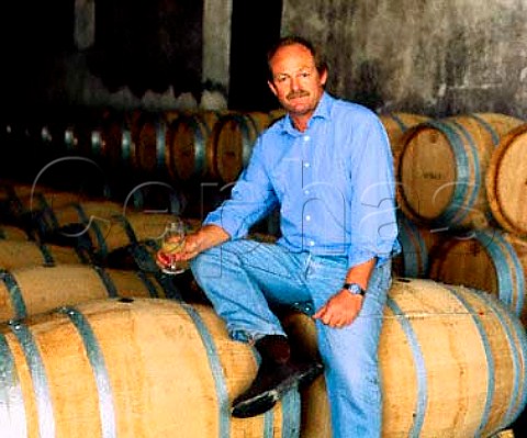 Peter Bright in his barrel cellar at the   Fiuza Bright winery in Almeirim Portugal   Ribatejo