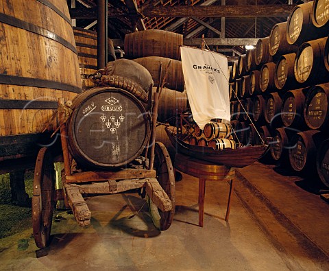 Display for visitors amongst the barrels of Port in Grahams lodge at Vila Nova de Gaia Portugal