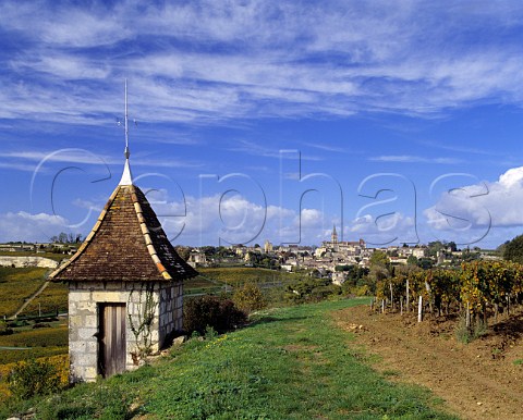 Stmilion viewed from vineyard of   Chteau Pavie   Gironde France