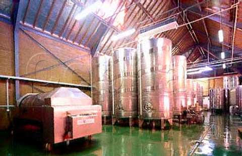 Bladder press and stainless steel tanks of  Denbies Wine Estate Dorking Surrey