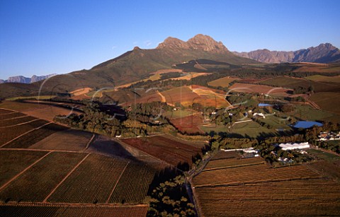 Aerial view over Kanonkop Estate looking  southeast to the slopes of the Simonsberg mountain  Stellenbosch South Africa