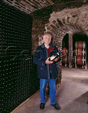 Michel Lafarge died 2020 with a magnum of Clos des Chnes in his cellars Volnay Cte dOr France Cte de   Beaune