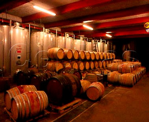 Barriques and stainless steel tanks in the cellars   of Pio Cesare Alba Piemonte Italy