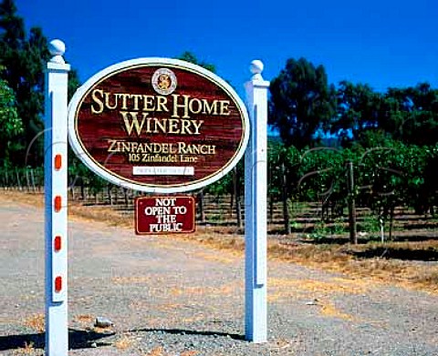 Sign for Sutter Home Winery StHelena   Napa Co California