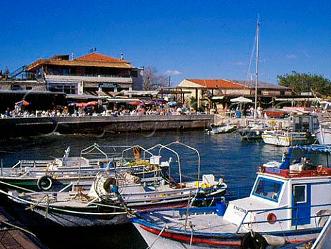 Restaurants on the waterfront of Paphos harbour Cyprus
