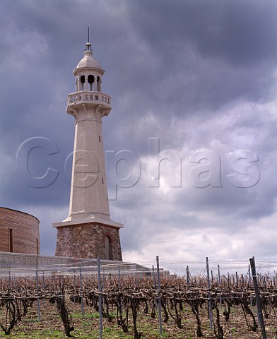 The restored lighthouse in vineyard above Verzenay   Marne France  Champagne