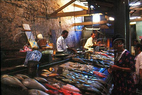 Fish market at Port Louis Mauritius Mascarene Islands