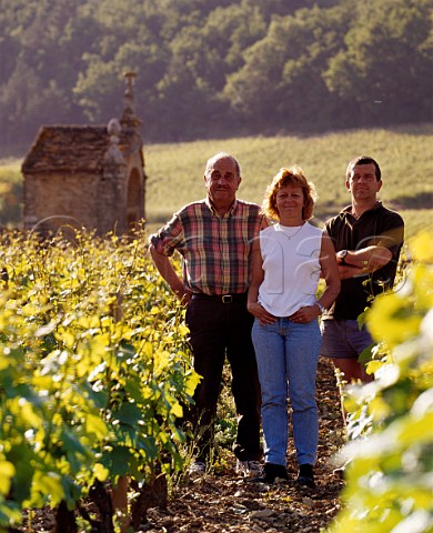 Charles Rousseau with his son Eric and daughter   Corinne in their Clos StJacques vineyard  Domaine Armand Rousseau GevreyChambertin   Cte dOr France