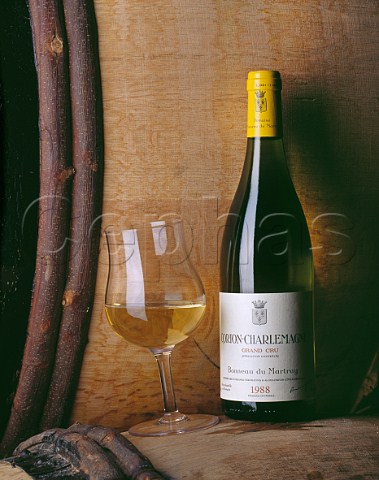 Bottle of 1988 CortonCharlemagne in the cellar of Domaine Bonneau du Martray PernandVergelesses Cte dOr France  Cte de Beaune Grand Cru