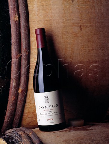 Bottle of 1995 Corton in the cellar of Domaine Bonneau du Martray PernandVergelesses Cte dOr France  Cte De Beaune Grand Cru