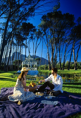 People picnicing at Boschendal Manor  Wine Estate Groot Drakenstein Valley  Franschhoek South Africa Paarl WO