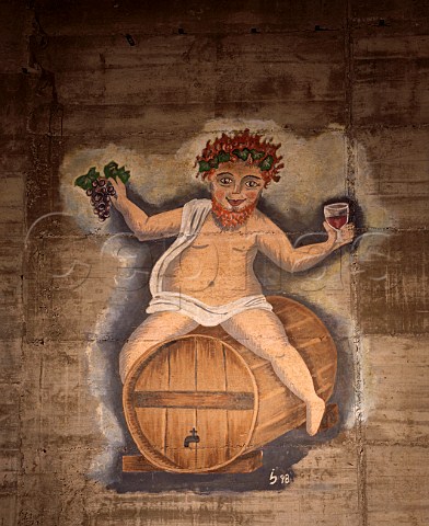 Mural painted by Isabel Barbier in the barrel cellar   of Clos Mogador Ren Barbier    Gratallops Catalonia Spain  Priorato
