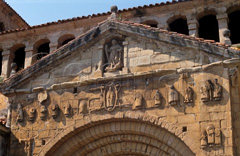 Portal of St Julianas church desecrated  during the Civil War Santillana del Mar Cantabria Spain