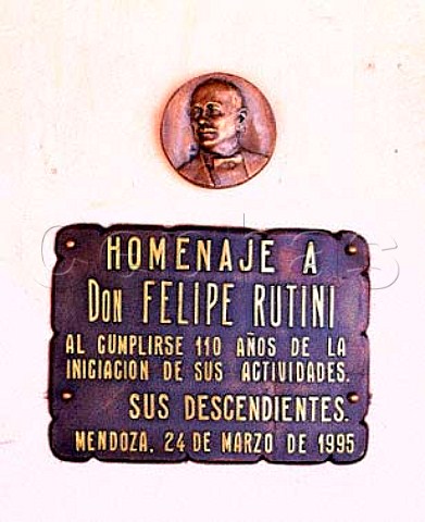 Plaque on wall at Bodegas La Rural of the Nicolas   Catena Group Maip Mendoza province Argentina