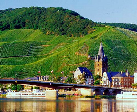 Bernkastel and the Doctor Vineyard in evening   sunlight Germany    Mosel
