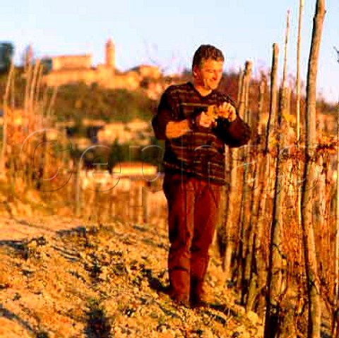 Gianfranco Alessandria in his vineyard at   Monforte dAlba Piemonte Italy   Barolo