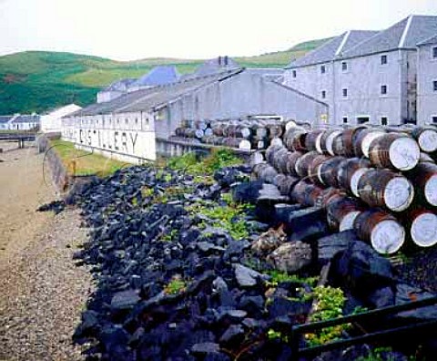 Warehouses of Bunnahabhain whisky distillery   near Port Askaig Isle of Islay Scotland