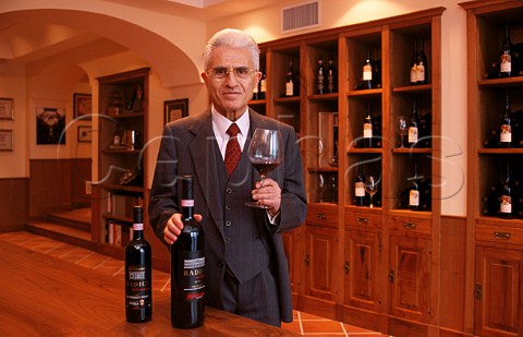 Antonio Mastroberardino with bottles of   Radici in his tasting room   Atripalda Campania Italy