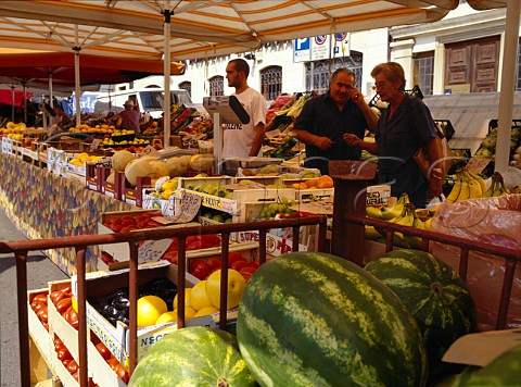 Vegetable stall in market at Pieve Vneto Italy   Prosecco di Conegliano Valdobbiadene