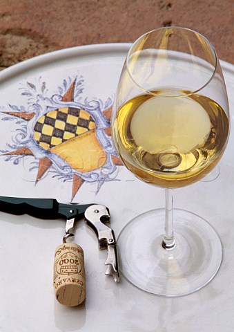 Glass of Antinori Cervaro della Sala   with the emblem of Castello della Sala Sala near Orvieto Umbria Italy