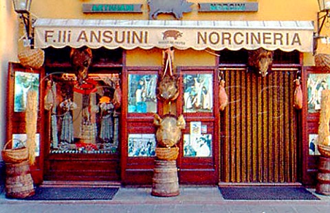 Fratelli Ansuini famous pork butcher  shop in Nrcia Umbria Italy