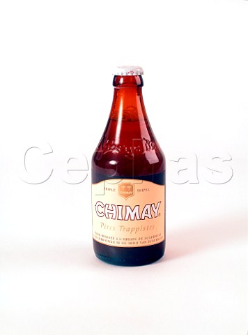 Bottle of Chimay Trappist beer brewed at Abbaye de   NotreDame de Scourmont Forges Belgium Capsule   Blanch 63