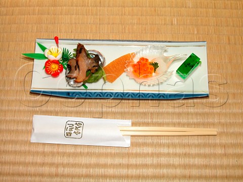Japan Boiled awabi shellfish herring roe and  salmon roe