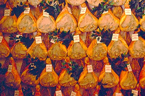 Hams hanging up  Prosciutto Crudo  Umbria Italy
