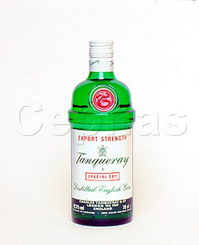 Bottle of Tanqueray gin London England