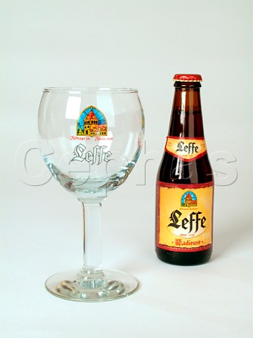 Glass and Bottle of Leffe Radieuse ale Belgium