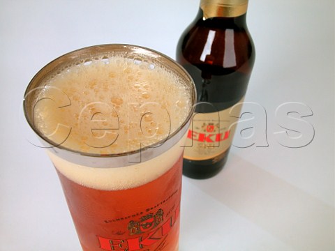 Bottle and glass of Eku 28 beer  Kulmbach Germany