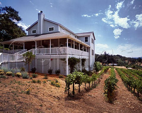 Tasting room of Arrowood overlooking its vineyard    Glen Ellen Sonoma Co California
