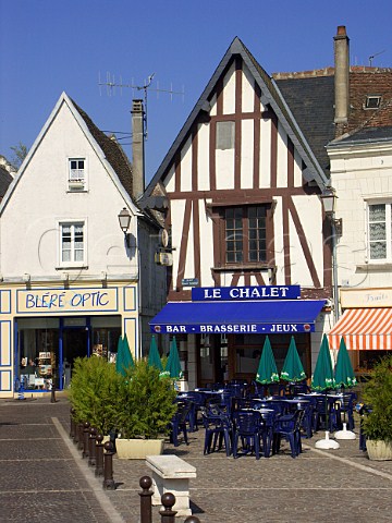 Brasserie in the town square Bler  IndreetLoire France  Touraine