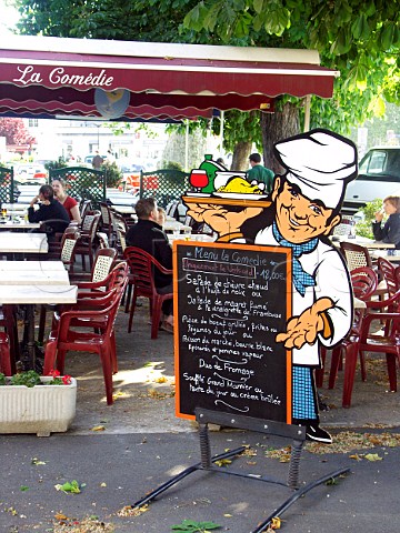 Menu board outside a restaurant in Amboise   IndreetLoire France  Touraine