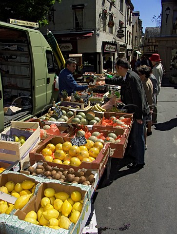 Fruit stall at the openair market Chinon   IndreetLoire France  Touraine