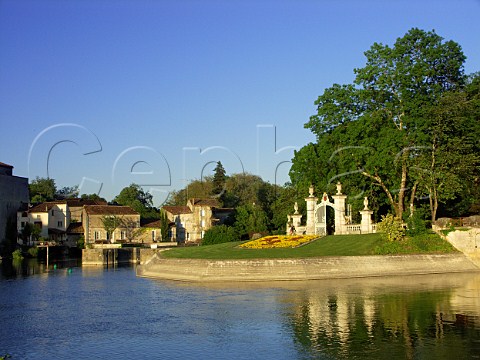 Park gates by the Charente River in Jarnac   Charente France PoitouCharentes