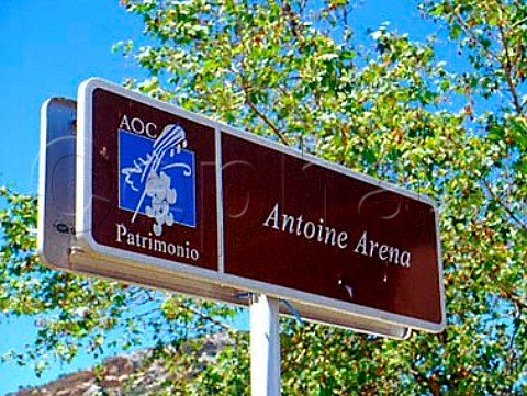 Sign for winery of Antoine Arena   Patrimonio HauteCorse Corsica France   AC Patrimonio