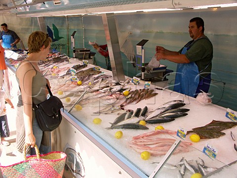 Fish stall at Blaye market  Gironde France  Aquitaine