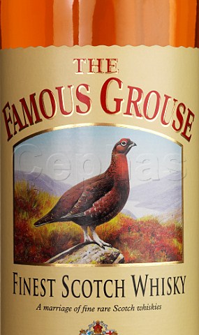 Label on bottle of Famous Grouse Whisky