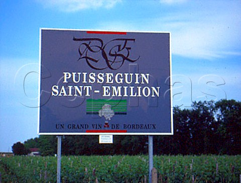 Sign for PuisseguinSaintmilion wine district   Gironde France PuisseguinStmilion  Bordeaux