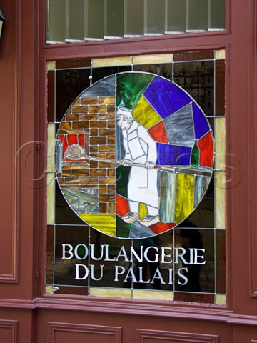 Stained glass window of a boulangerie in Rue   StJean Lyon Rhne France  RhneAlpes