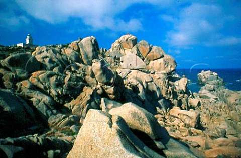 Lighthouse and rocks at Capo Testa near   Santa Teresa Gallura Sardinia Italy