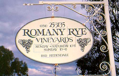 Sign outside Romany Rye Vineyards   Redesdale Victoria Australia